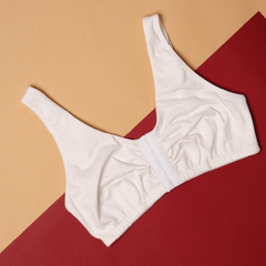 Cotton Front Open Bra (5 Front Hooks - White, Skin Black)